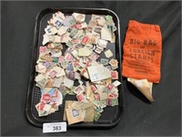 Tray of Early Foreign Postage Stamps, Stamp Bag.