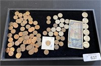 Pennies, Buffalo Nickels, and Dollar Coins.