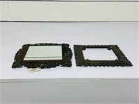 (2) Ornate Metal Mirrored Vanity Trays