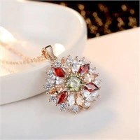 Colorful Zircon Rose gold Pendant Necklace
