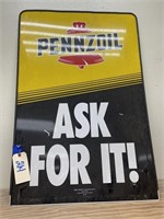 Double Sided Metal Pennzoil Sign 24" x 36"