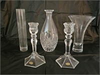 Crystal Decanter, Vases and Candle Holders