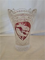 Hofbauer German Red Cut To Clear Crystal Vase