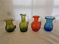 Crackle Glass and Art Glass Pitchers