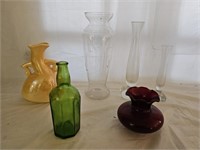 Ruby Red, Etched, Modern and Other Vases