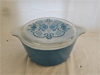 Vintage Pyrex Horizon Blue Covered Casserole Dish