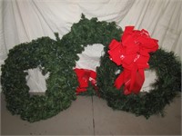 3 Large Christmas Wreaths w/ Lights