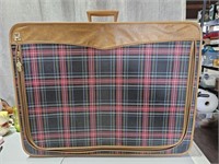 Vintage Soft Sided Suitcase Tartan Red