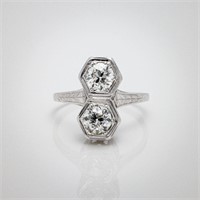 Antique Deco 14kt 1.00 ctw Two Stone Diamond Ring