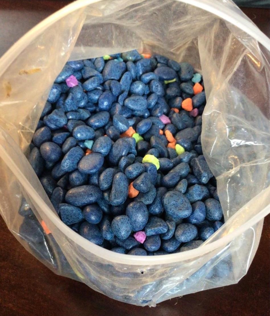 Blue rocks with mixture florescent pieces