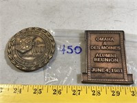 Brass Medallions- Wyeth Co. 100th Anniversary,