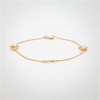 10kt Yellow Gold Dolphin Station Link Bracelet