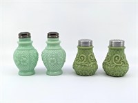 Antique Green Opaline Glass Shakers