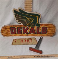 Dekalb Sign,  74 License Plate, New Holland