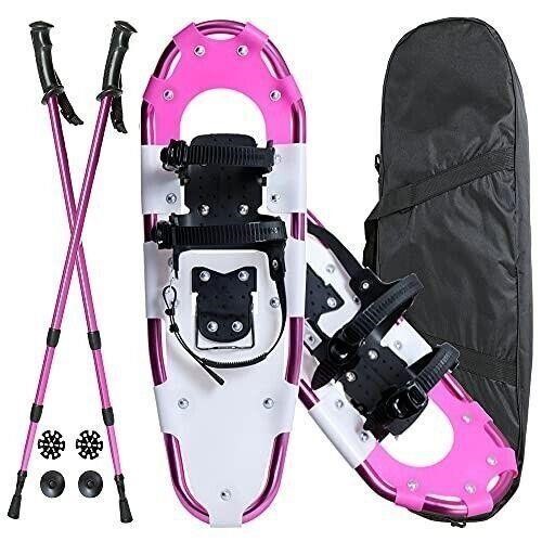 Pink Snowshoes Trek Poles & Bag
