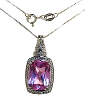 Quality 7.22 ct Pink Sapphire & Diamond Necklace