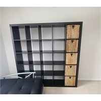 Shelving unit, black-brown, 5 Storage Basket