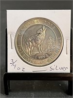 Wolf 3/4 Oz Silver Round