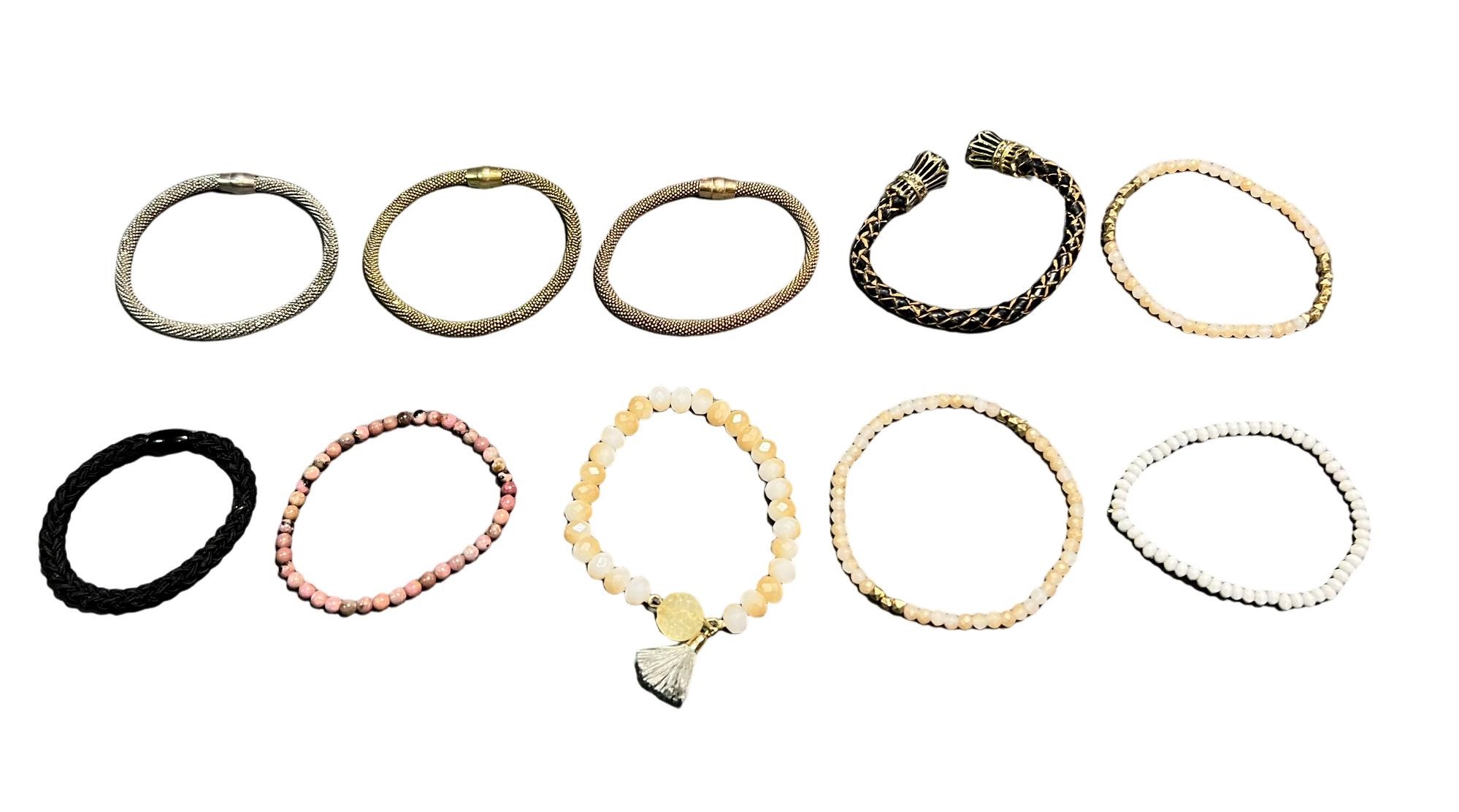 Collection of 10 Unisex Fashion Bracelets