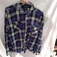 OP Ocean Pacific Purple Button Plaid Flannel Shirt