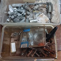 Tub of drill bits & Tub of Hardware
