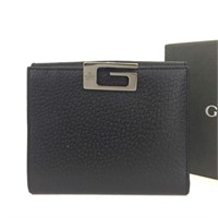 GUCCI G CLIP LEATHER BIFOLD WALLET WITH GIFT BOX