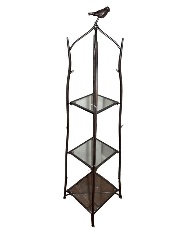 3-Tier Wrought Iron & Glass Display Stand
