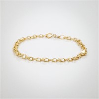 14kt Solid Yellow Gold 5 Inch Heart Link Bracelet