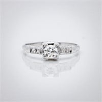 Art Deco 18kt White Gold Diamond Engagement Ring