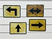 (4) Metal Directional Road Signs