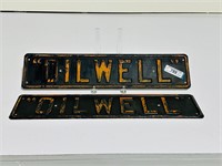 (2) Embossed Metal Oil Field Signs