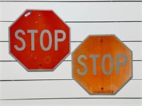 (2) Vintage Metal STOP Signs