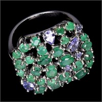 Natural Colombian Emerald & Tanzanite Earring