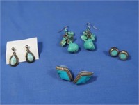 4 pr Turquoise Earrings