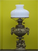 Glasmi English Cherub Antique Kerosene Oil Lamp