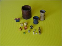 Antique Dice Leather & Wood Dice Cups