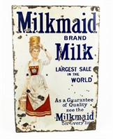 Vintage Milkmaid Brand Milk Porcelain Sign