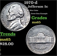 1970-d Jefferson Nickel 5c Grades GEM Unc