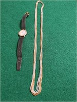 Vtg Croton Ladies Watch & Necklace