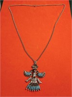 Pewter/Turquoise Indian Thunderbird Necklace