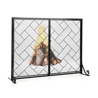 2-panel Folding Wrought Iron Fireplace Screen With