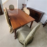 Wood Dining Table with 6 Chairs
