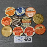 Nice Lot of Early PA Fishing License Button Pins