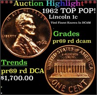 Proof ***Auction Highlight*** 1962 Lincoln Cent TO