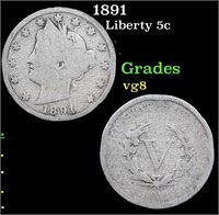 1891 Liberty Nickel 5c Grades vg, very good