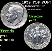 Proof 1959 Roosevelt Dime TOP POP! 10c Graded pr69