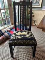 Pair of black painted needlepoint seat chairs