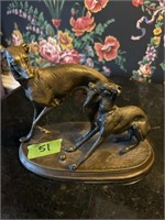 Artist signed bronze sculpture of pointer dogs