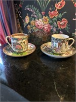 Pair of miniature Rose Mandarin cup/saucers