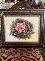 Oil on board of young fox